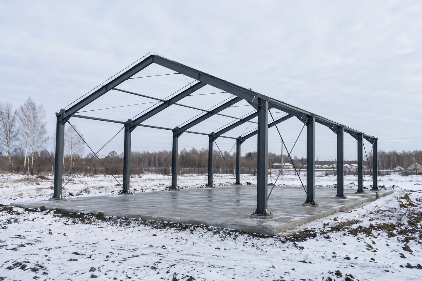 Рамы барнхауса шириной 6 м, визуализация 6 × 9 м · H 2 м