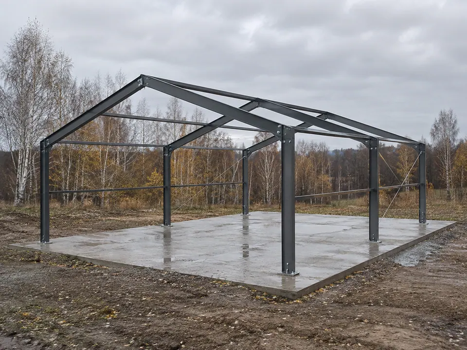 Рамы барнхауса шириной 5 м, визуализация 5 × 6 м · H 2 м