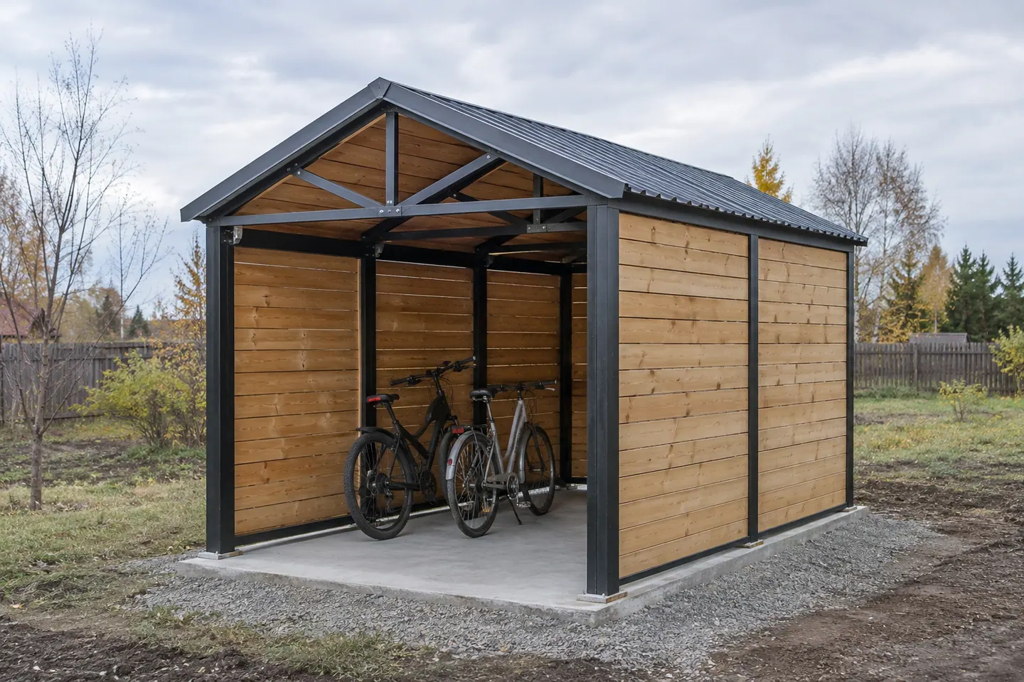 Облегчённый каркас шириной 2,5 м, визуализация 2,5 × 4 м · H 2,4 м