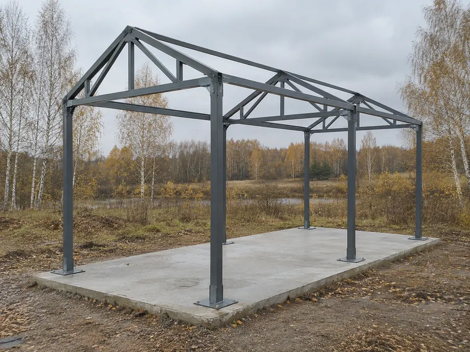Облегчённый каркас шириной 2 м, визуализация 2 × 4 м · H 2 м